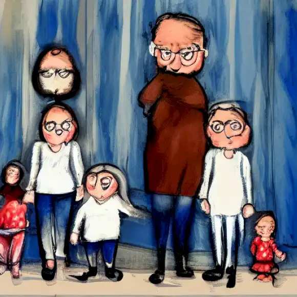 La imagen retrata la vida familiar de un reconocido artista español y sus nietos.