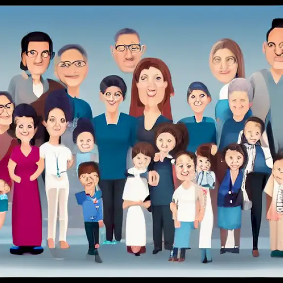 La imagen debe retratar a la familia de Cristina Pardo, incluyendo a sus profesionales médicos, hermanos y pareja, en un entorno de televisión.