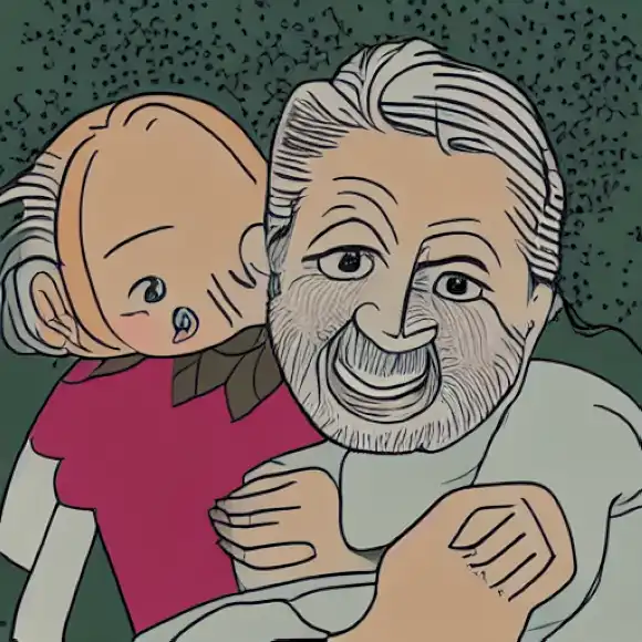 La imagen debe retratar el estrecho vínculo de Jordi Évole con su esposa y los momentos alegres pasados con su nieto, reflejando su dinámica familiar amorosa.