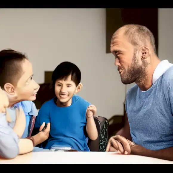 La imagen debe retratar un momento franco durante una entrevista con el actor Luis Tosar, discutiendo la importancia de la vida familiar y el enfoque infantil en ella.