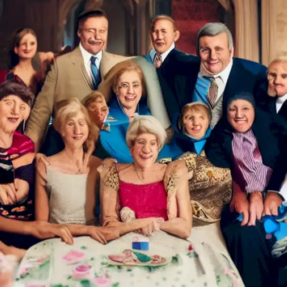 La imagen representa una animada reunión familiar de los descendientes de Esperanza Aguirre y Fernando Martínez de Haro, mostrando su fuerte vínculo y sentido común del humor.