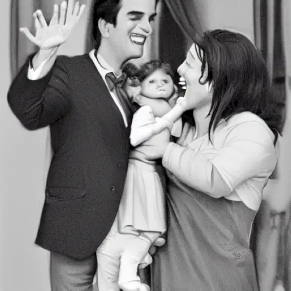 La imagen representa a la hija recién nacida de Malú y Albert Rivera, Lucía, capturando su momento alegre como padres.