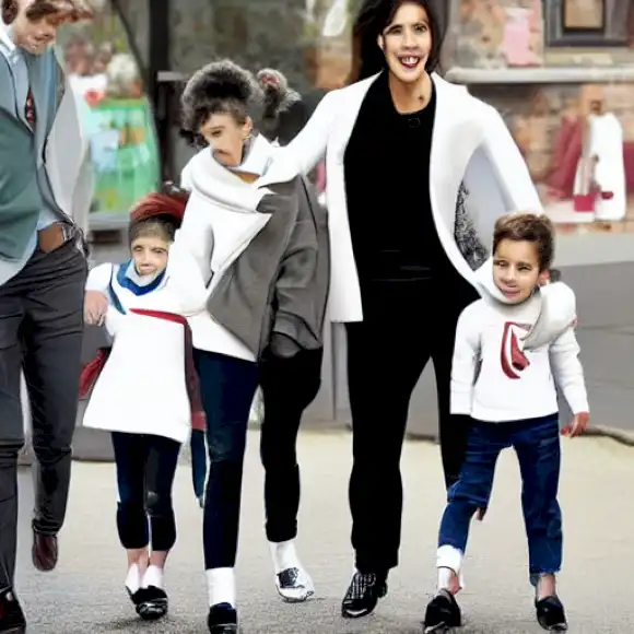 La imagen representa una escena familiar amorosa con Sergio Ramos, Pilar Rubio, y sus cuatro hijos, mostrando su participación mutua en criarlos.